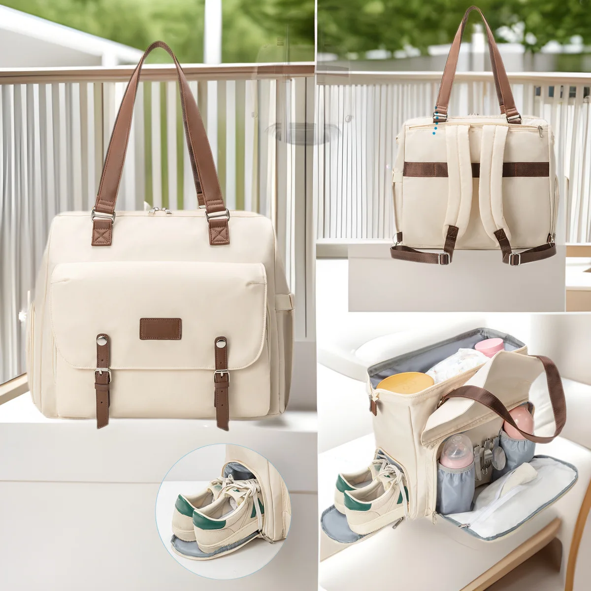 Bolsa de pañales gran capacidad con mochila ligera para salidas - imagen 4