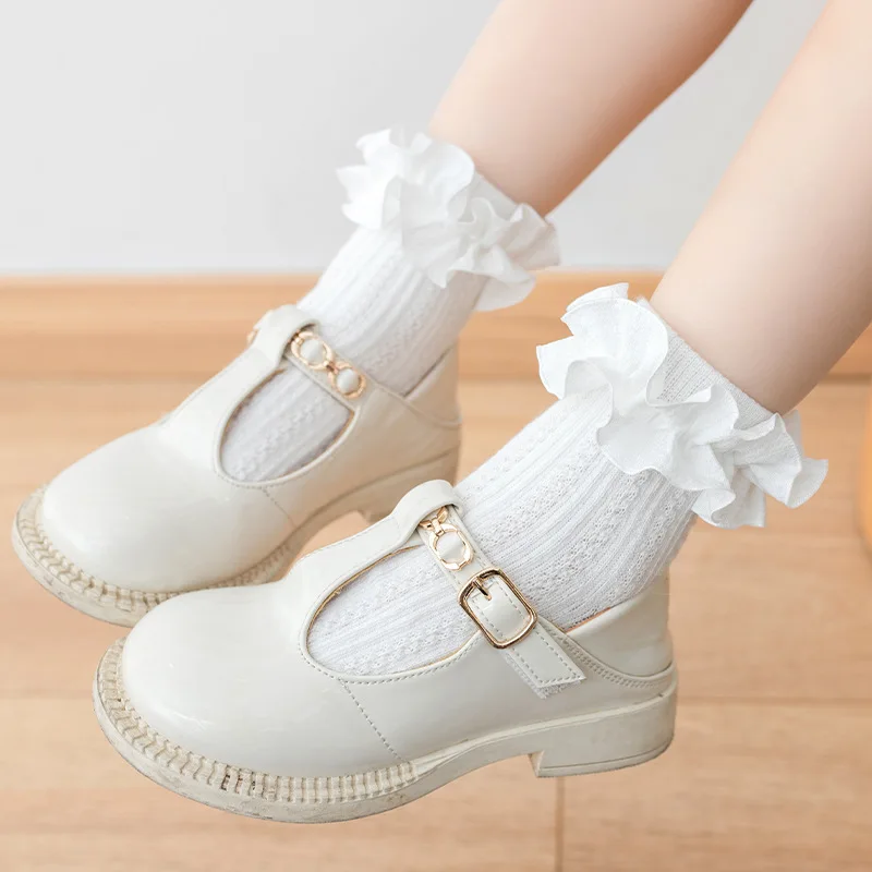 Calcetines de malla de encaje transpirables para niñas – Algodón