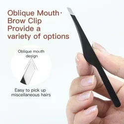 Pinzas para cejas de acero inoxidable con punta plana, oro rosa