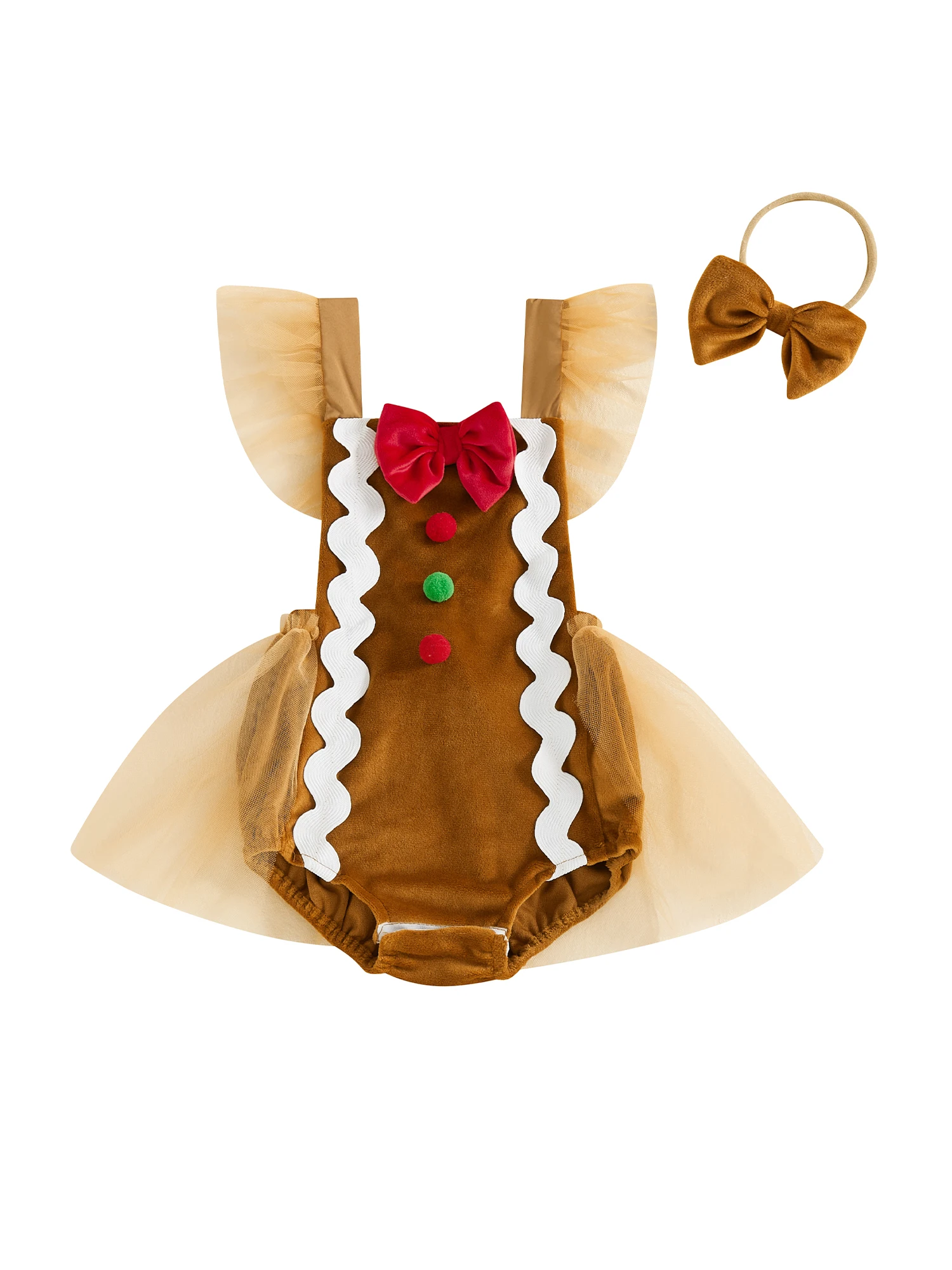 Conjunto de Navidad VISgogo para niña, diseño hombre de jengibre