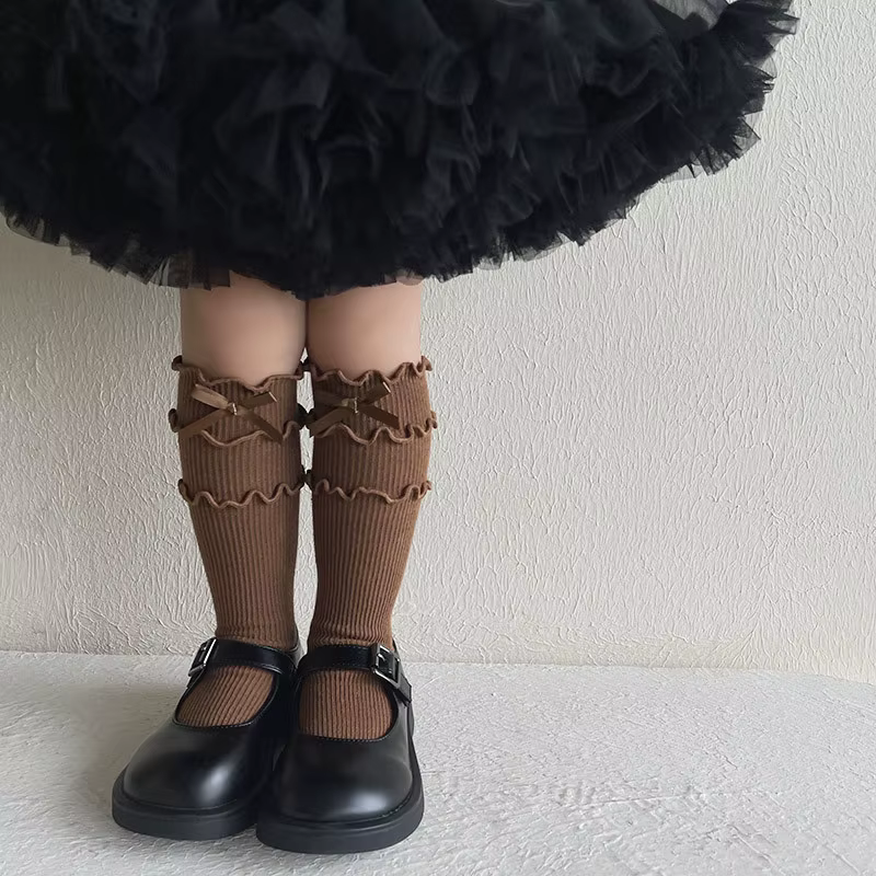 Calcetines de media pantorrilla con lazo para niña – Algodón suave - imagen 4