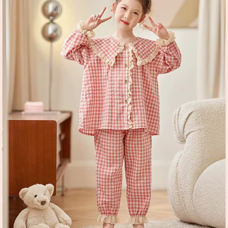 Pijama de cuadros con volantes para niña - Primavera/Otoño - imagen 2