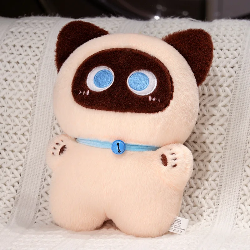 Peluche de gato negro de ojos grandes, suave y muy tierno