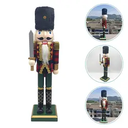 Figura cascanueces militar de madera a cuadros estilo real navidad