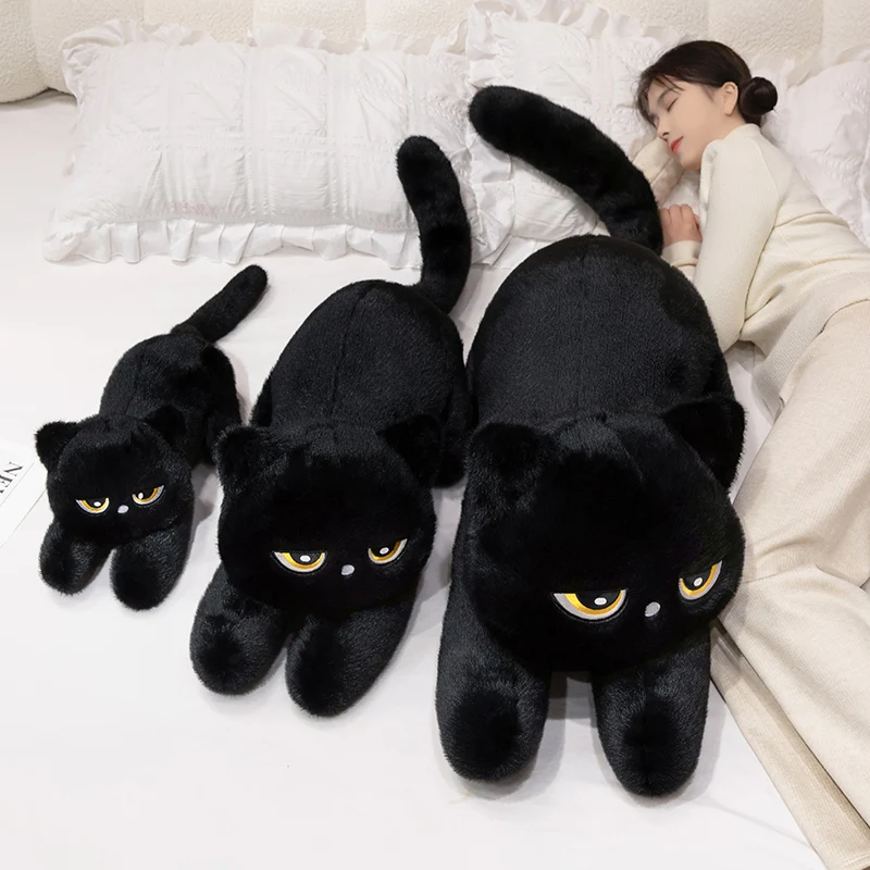Cojín de felpa de gato negro – Peluche suave para regalar - imagen 3
