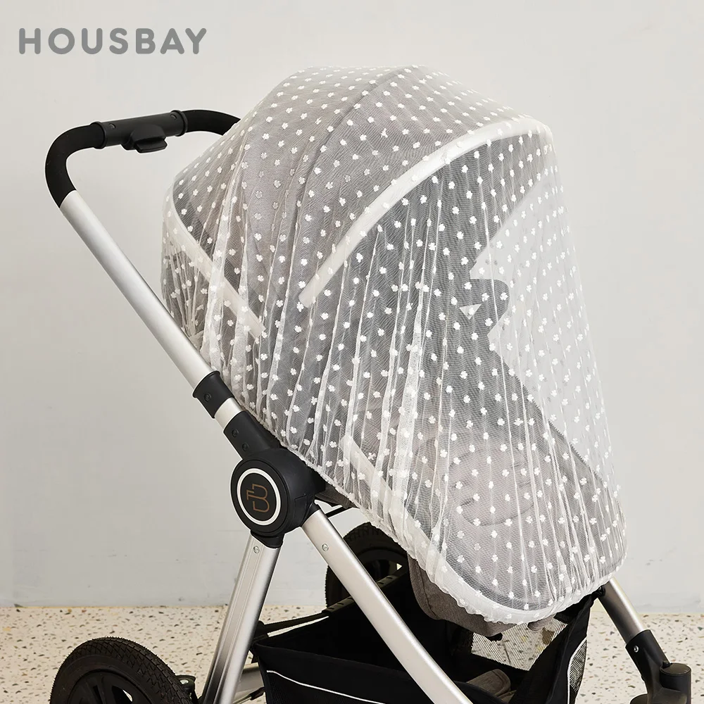 Mosquitera transpirable para cochecito bebé gasa bordada margaritas