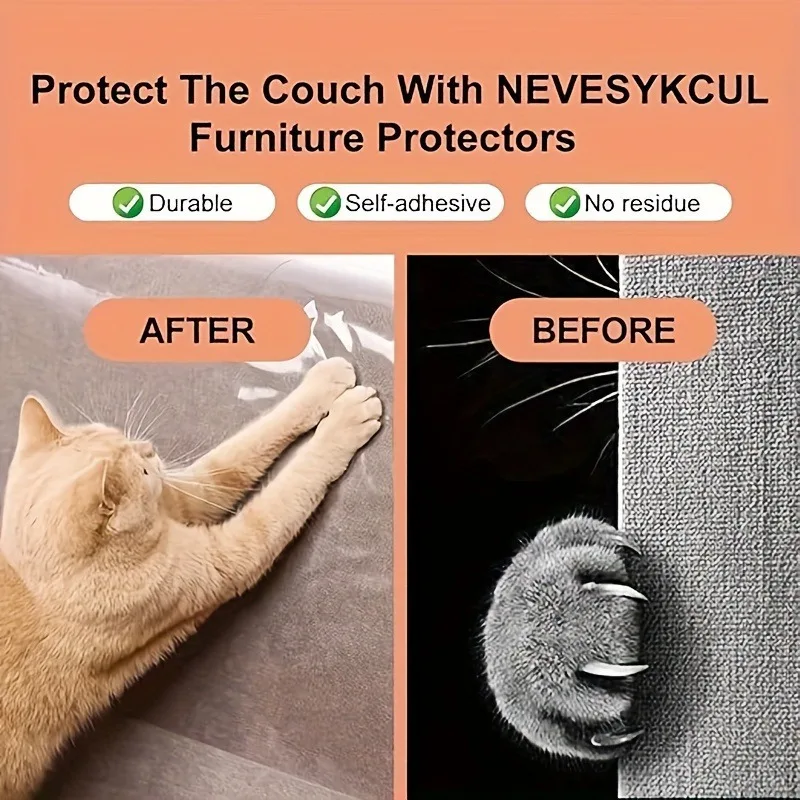 Protector antiarañazos: cinta transparente PVC impermeable para gatos - imagen 4