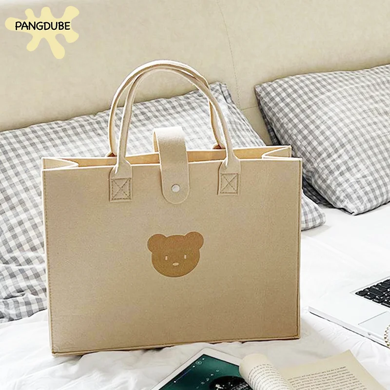 Bolsa maternal de fieltro con oso tierno para bebé - imagen 2