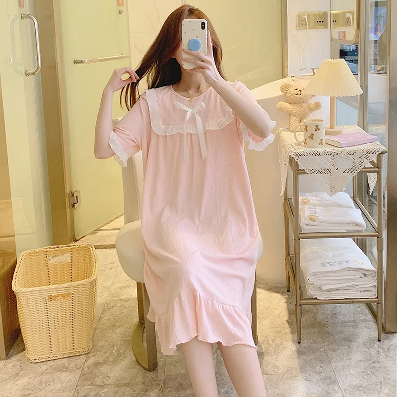 Camisón de lactancia algodón verano – Suelto y dulce para embarazadas - imagen 3
