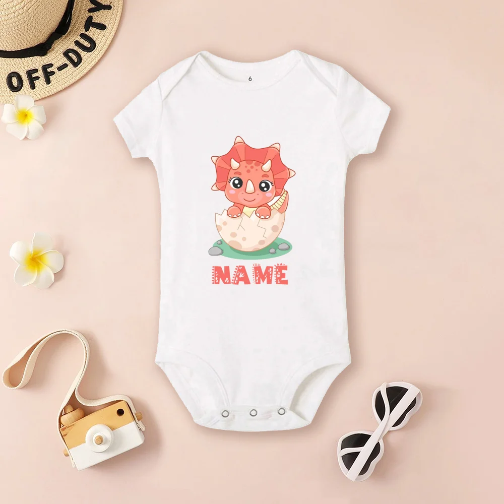 Body personalizado para bebé con nombre y dinosaurio - manga corta