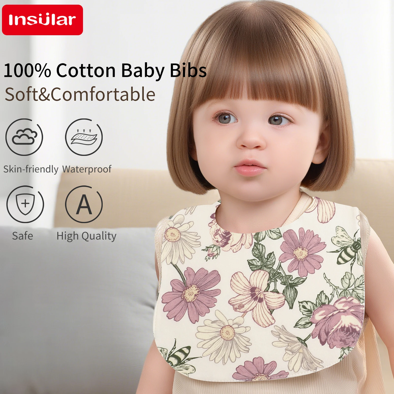 Baberos absorbentes para bebé, 100% gasa de algodón, ajustables - imagen 3