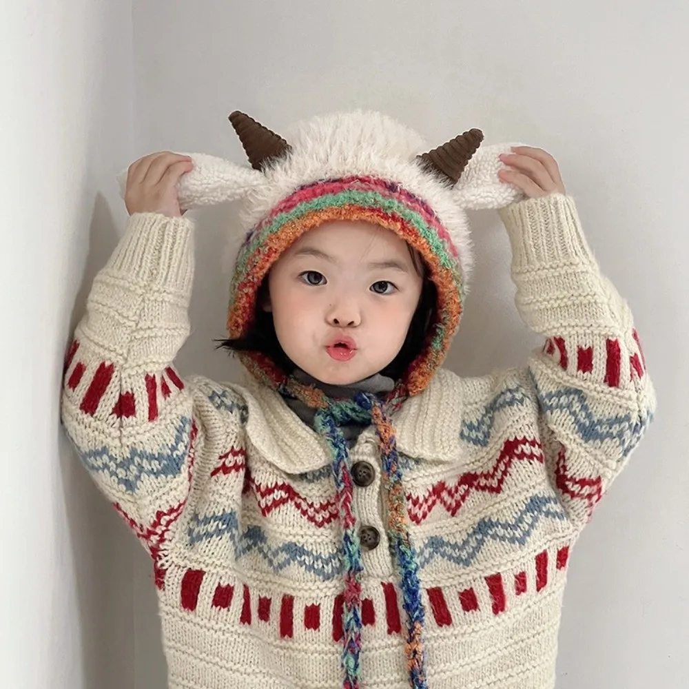 Gorro de invierno con orejas y dibujos animados para bebé