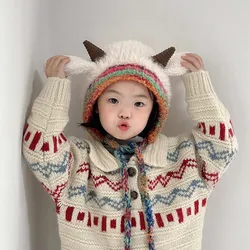 Gorro de invierno con orejas y dibujos animados para bebé