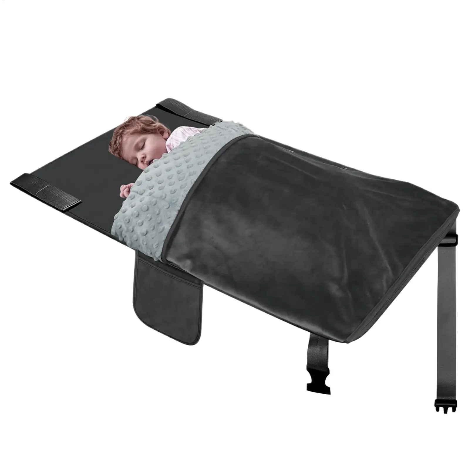 Cama de viaje portátil para niños plegada y lista para transportar