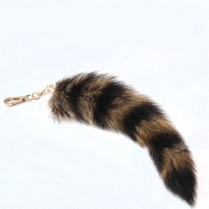 Llavero peludo cola de zorro y mapache para mochilas - imagen 4