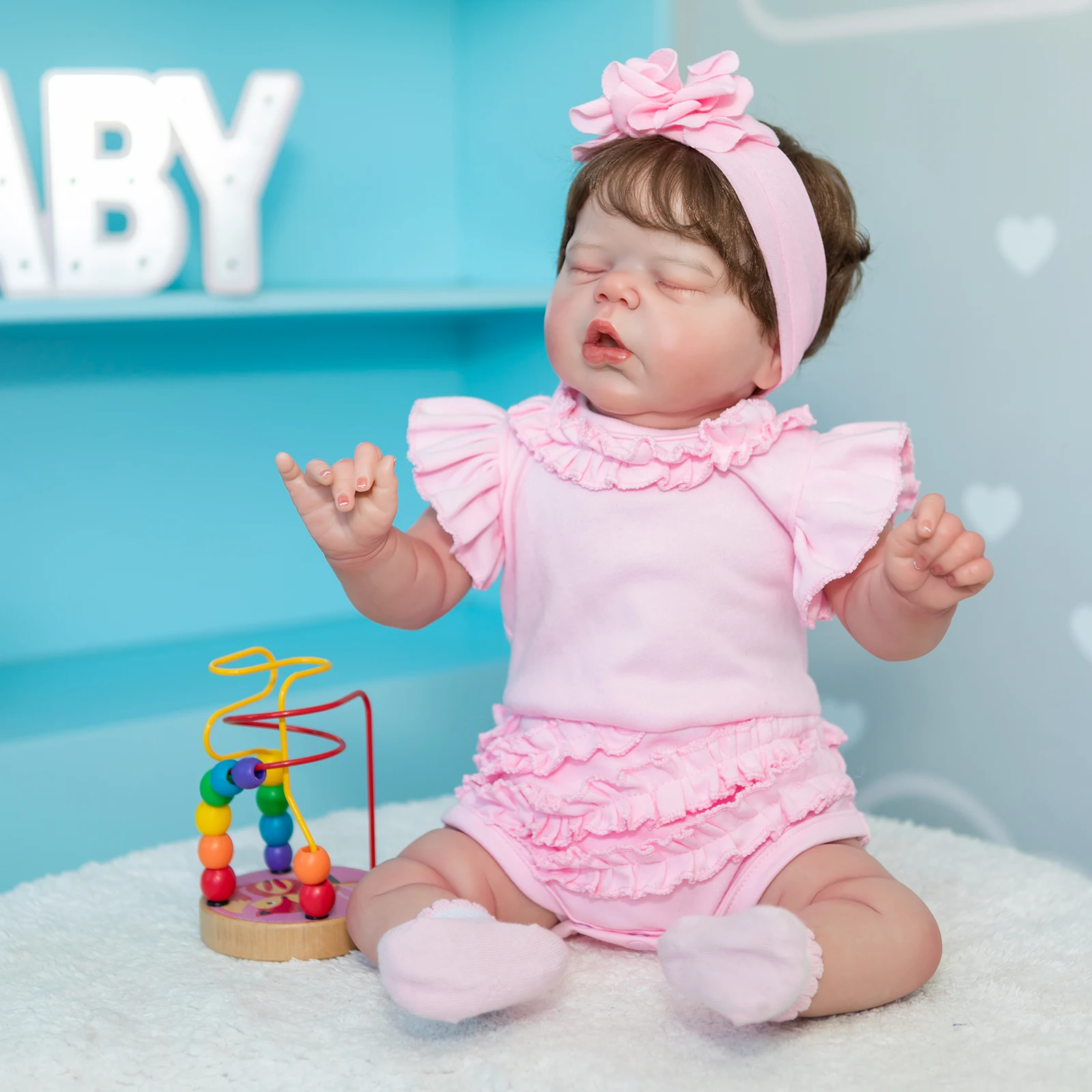 Muñeca realista de recién nacido – 55 cm con piel suave 3D - imagen 3