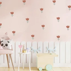 Pegatina de pared infantil roja con flores bohemias para habitación