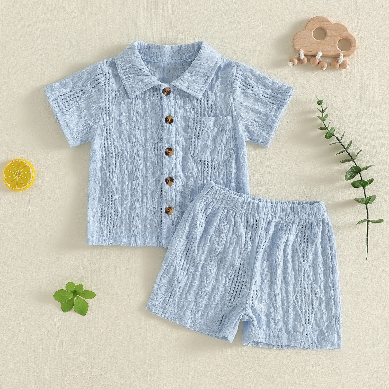 Conjunto de verano para bebé con camiseta manga corta y pantalón elástico - imagen 2