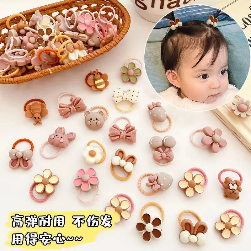 Bandas para el cabello bebé con flores y ositos – Mini aros elásticos - imagen 4