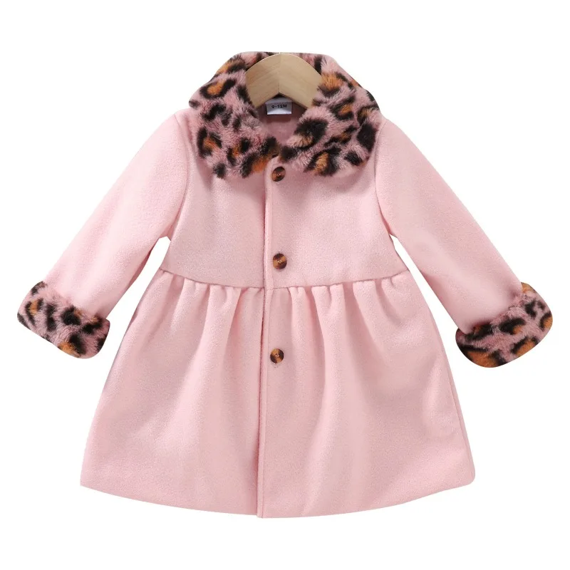 Abrigo de lana para niña con estampado leopardo - imagen 2