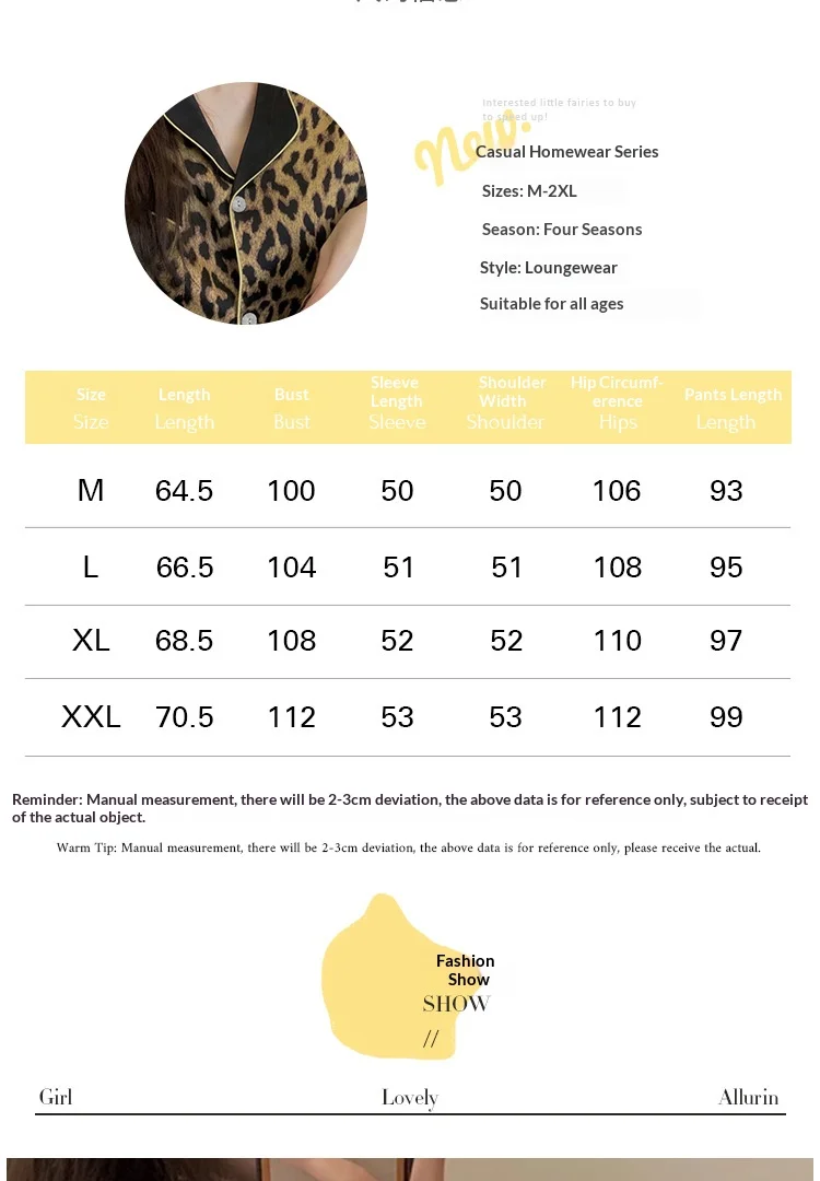 Pijama de leopardo de manga larga, conjunto para mujer