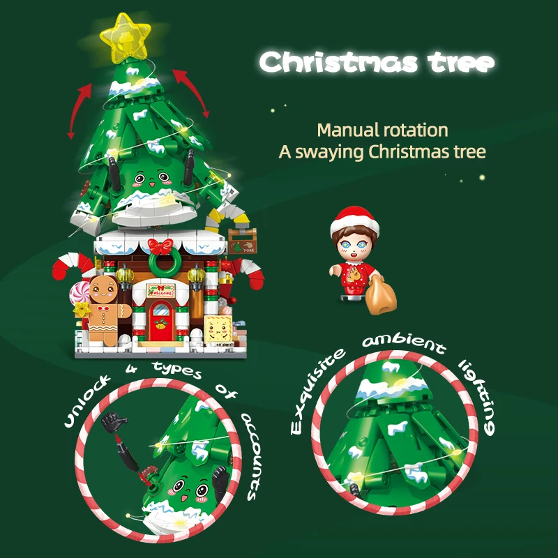Bloques construcción Navidad con trineo y muñeco de nieve - imagen 5