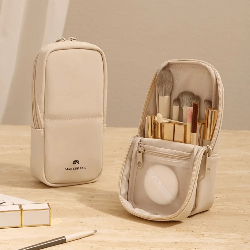 Bolsa de maquillaje impermeable PU con varios bolsillos para viaje - imagen 4