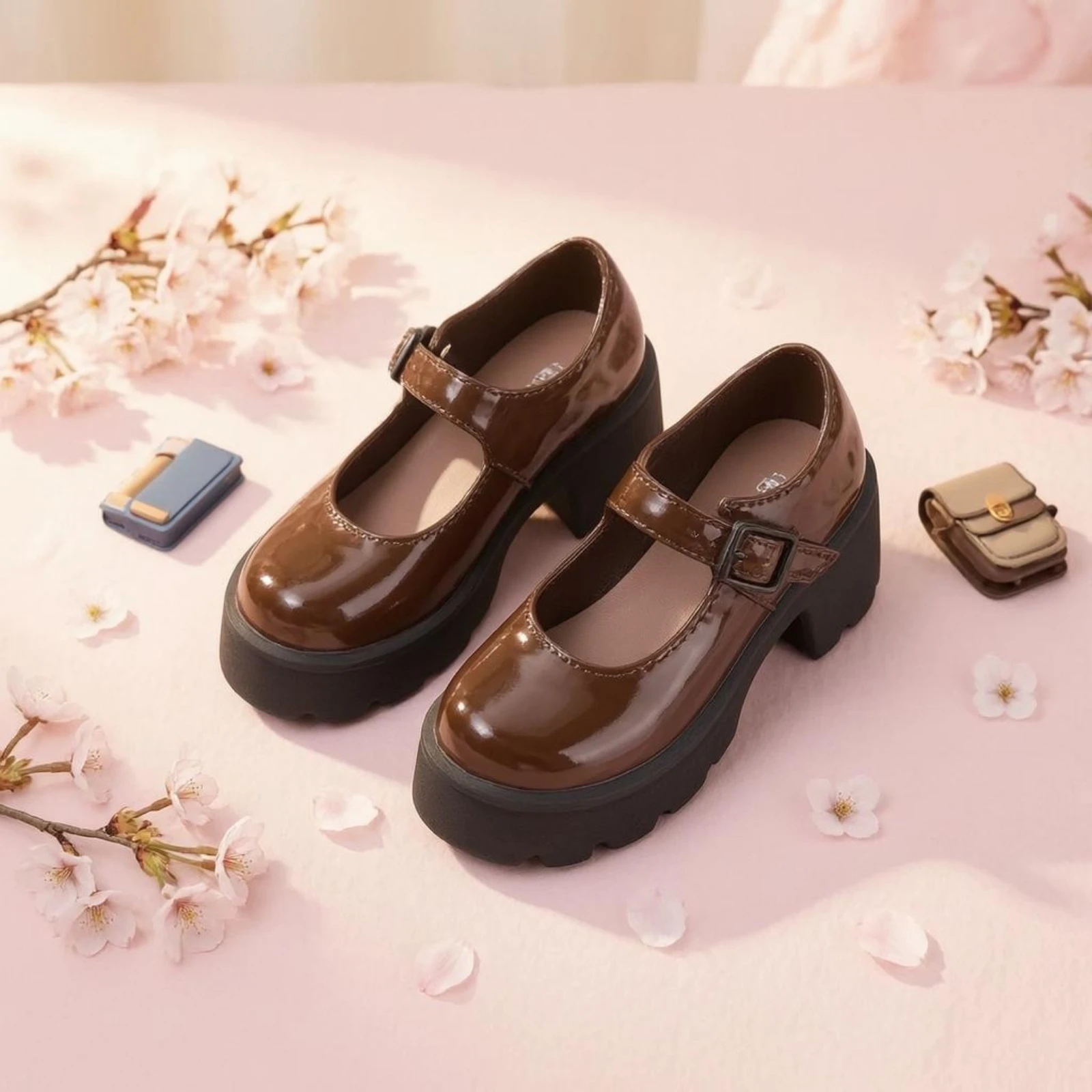Zapatos escolares JK con tacón grueso, plataforma y correa hebilla - imagen 5