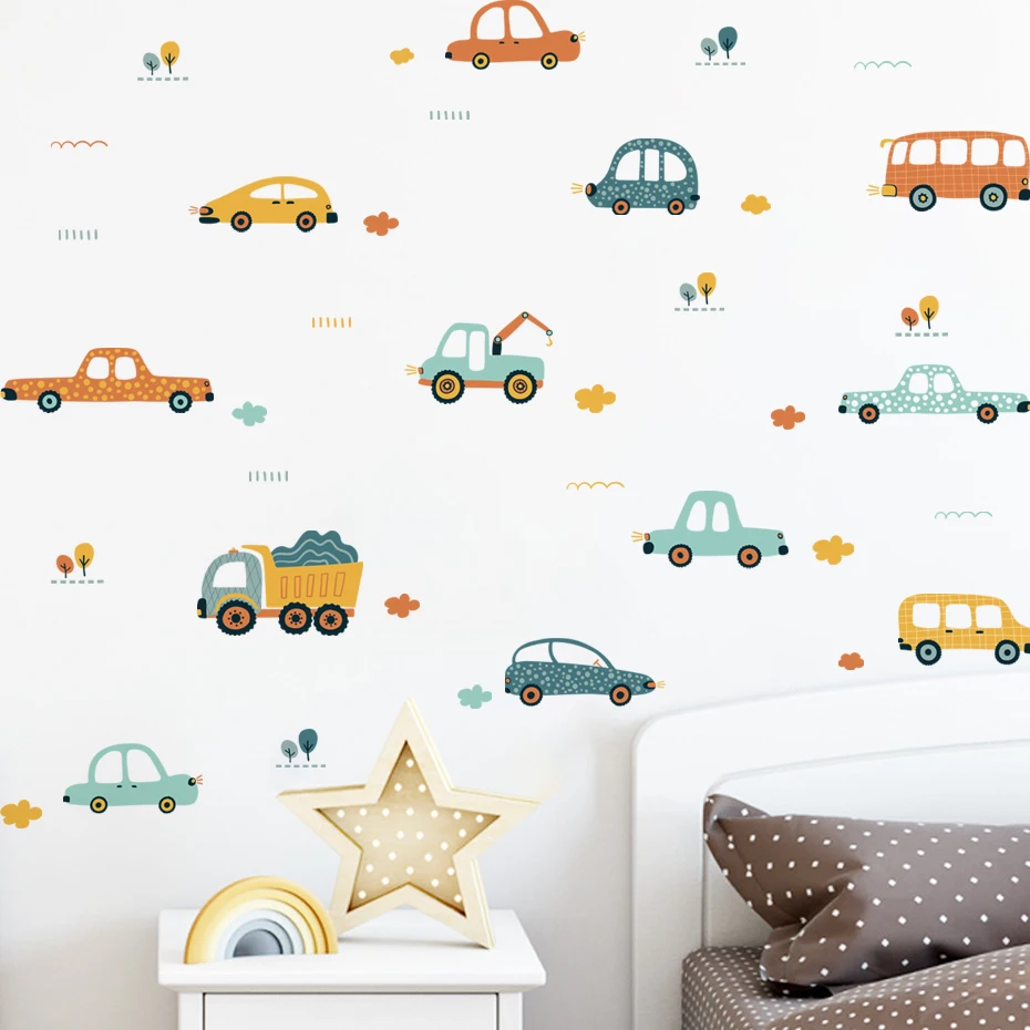 Pegatinas de pared PVC con coches de dibujos para infantil - imagen 4