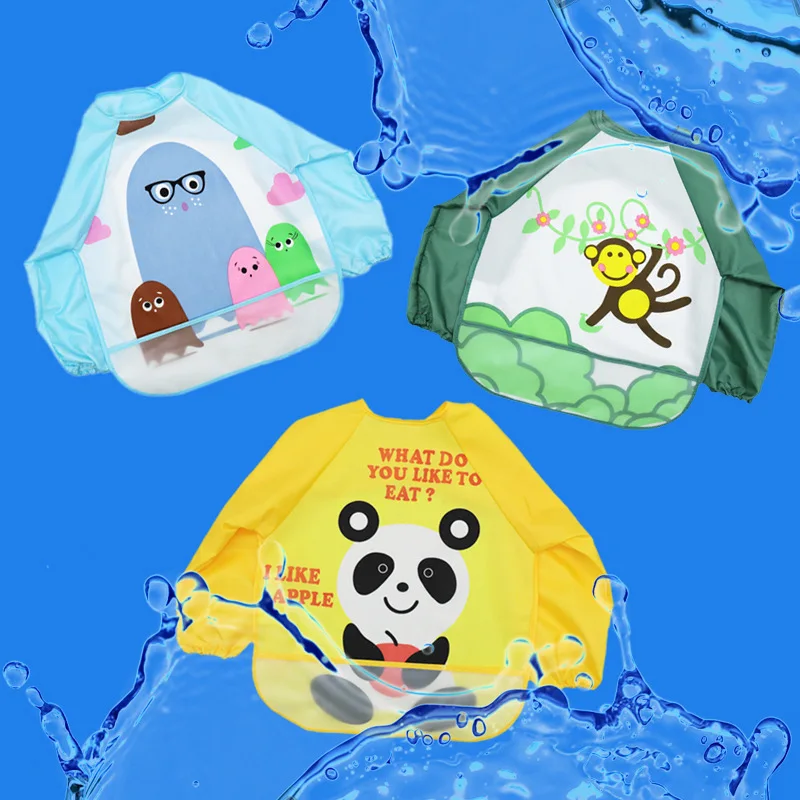 Babero impermeable manga larga con animales bebé – EVA antisuciedad - imagen 2