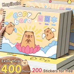 Libro de imágenes A4 con capybara kawaii en blanco para dibujar