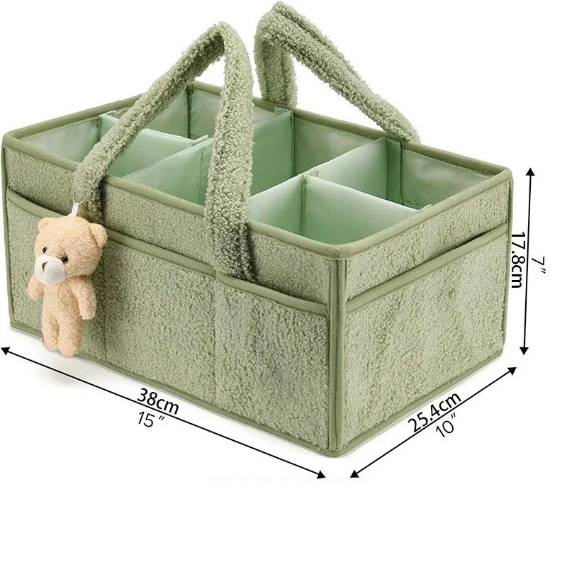 Conjunto organizador de pañales con oso de peluche