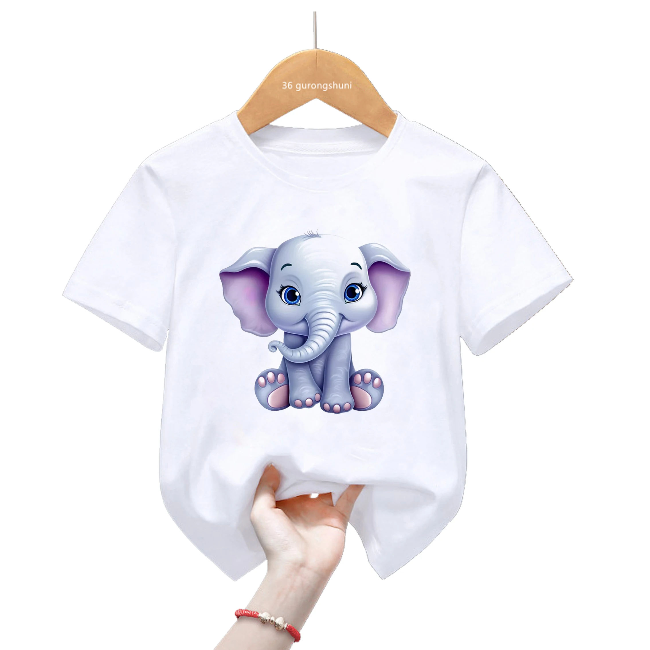 Camiseta de algodón estampado con animales para niños pequeños