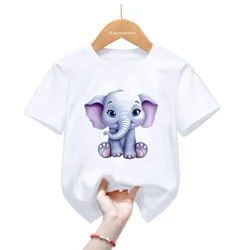Camiseta de algodón estampado con animales para niños pequeños