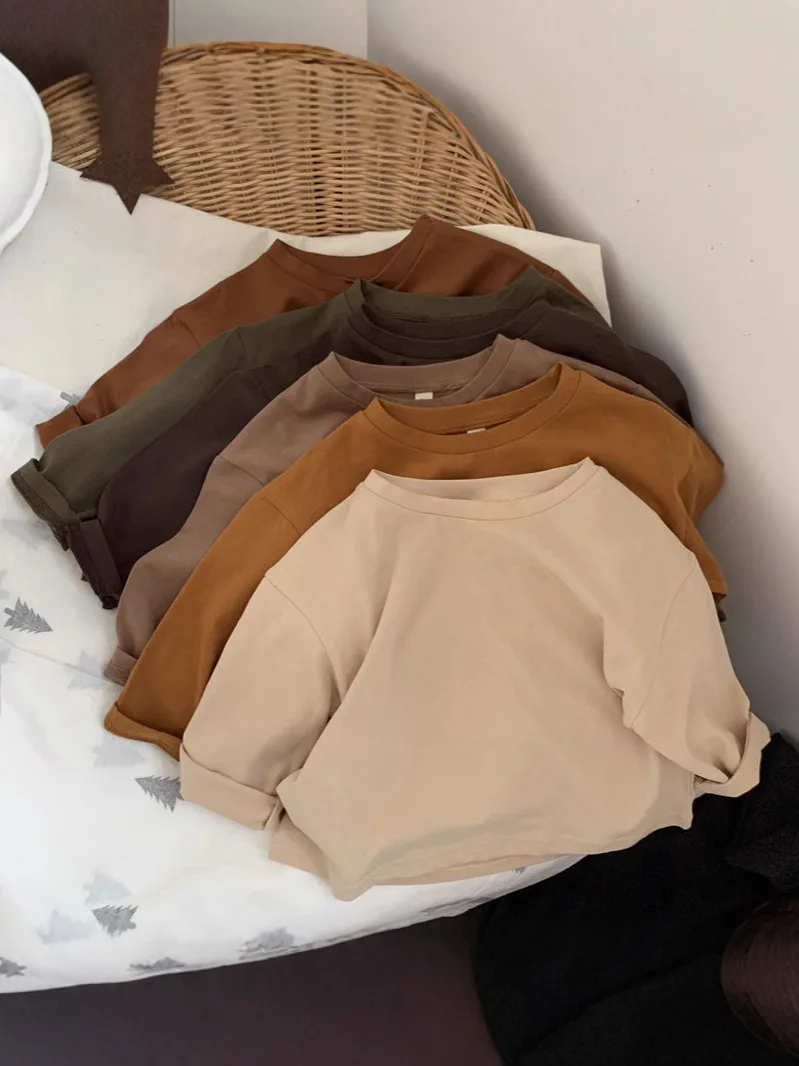Camiseta de algodón para bebé de manga larga con patrones