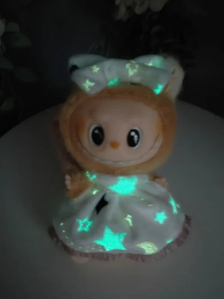 Falda luminosa Labubu para muñeca – vestido de fiesta con lazo - imagen 5