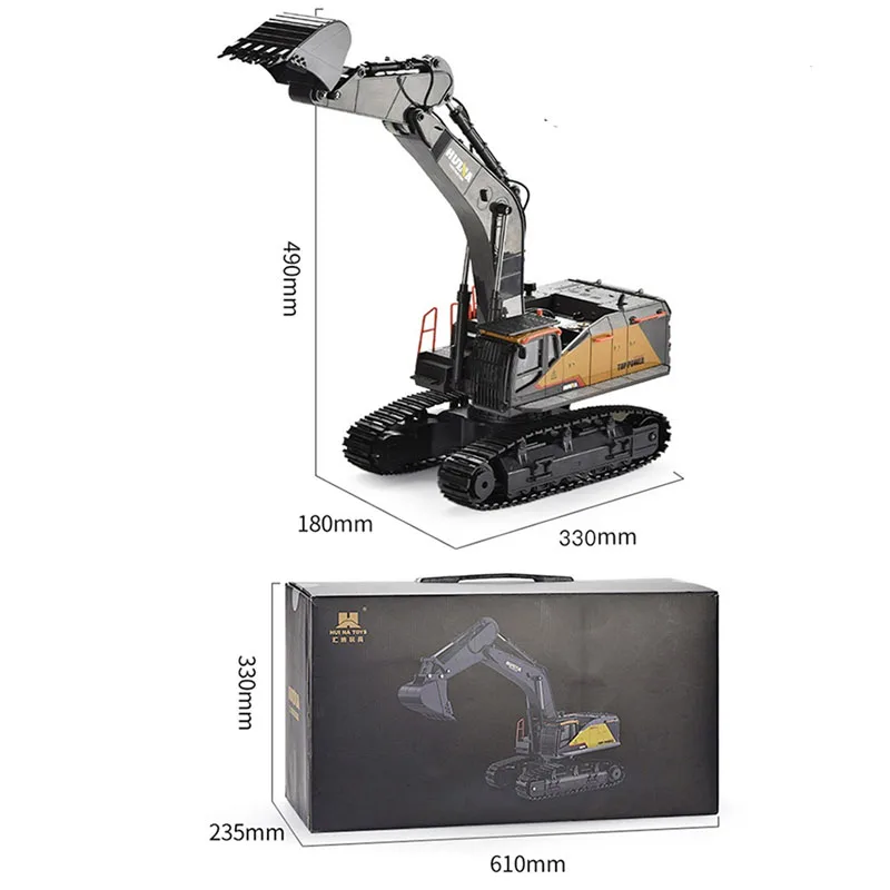 Excavadora radiocontrol HUINA para niños – Aleación resistente - imagen 2