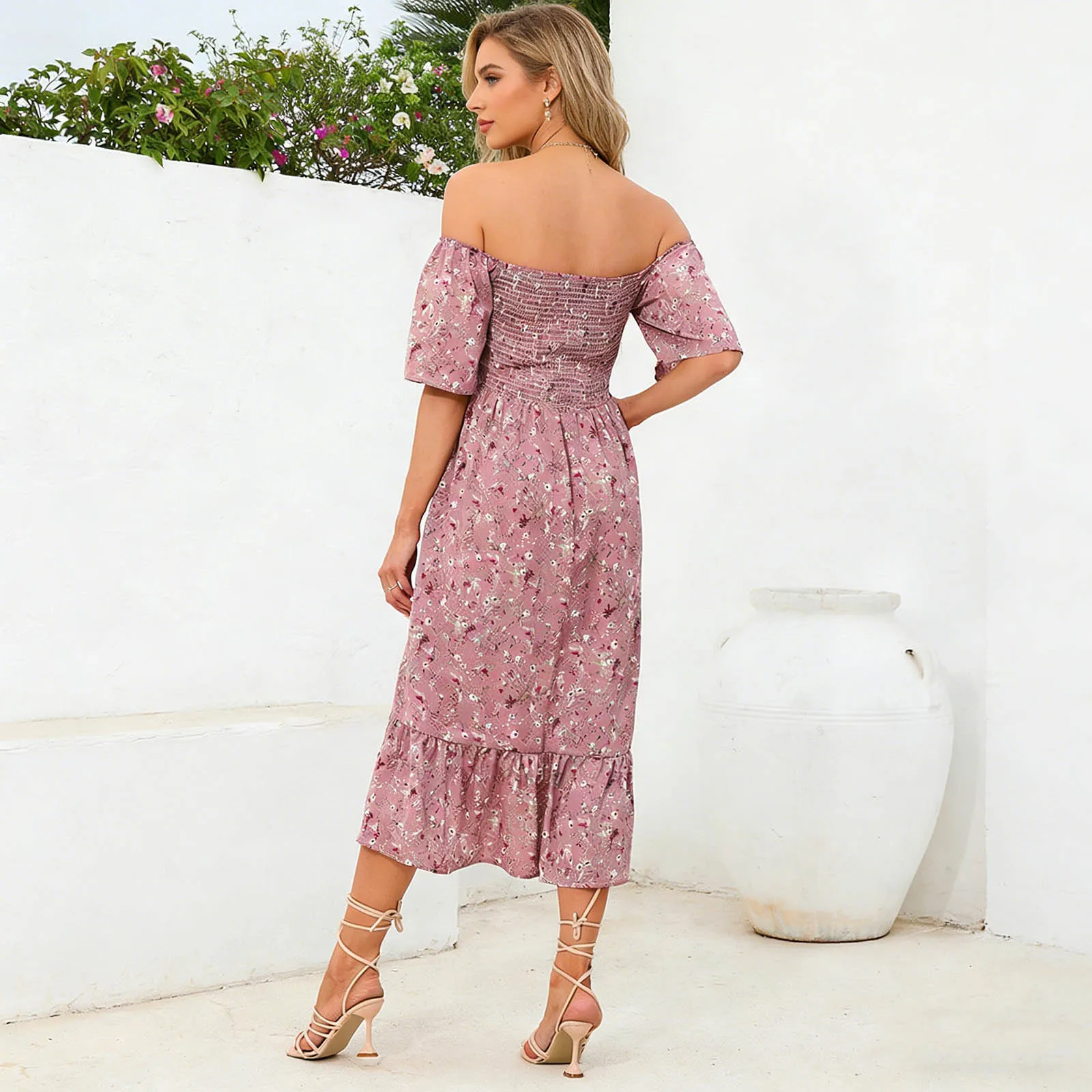 Vestido de verano premamá casual de manga corta con volantes - imagen 2