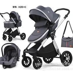 Cochecito de bebé bidireccional plegable con asiento reclinable
