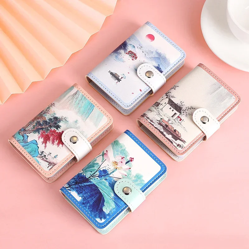 Bolso porta tarjetas floral retro para mujer con múltiples ranuras