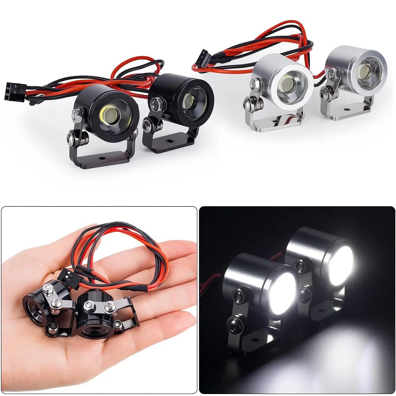 Luces LED coche RC con foco de aluminio para teledirigido - imagen 5