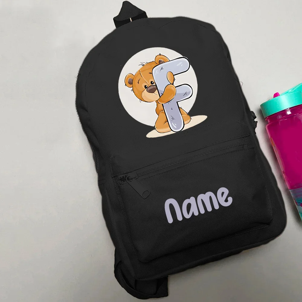 Mochila escolar personalizada para niños pequeños con oso y nombre