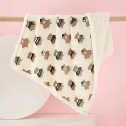 Manta bebé de franela de invierno tipo colcha suave para cochecito