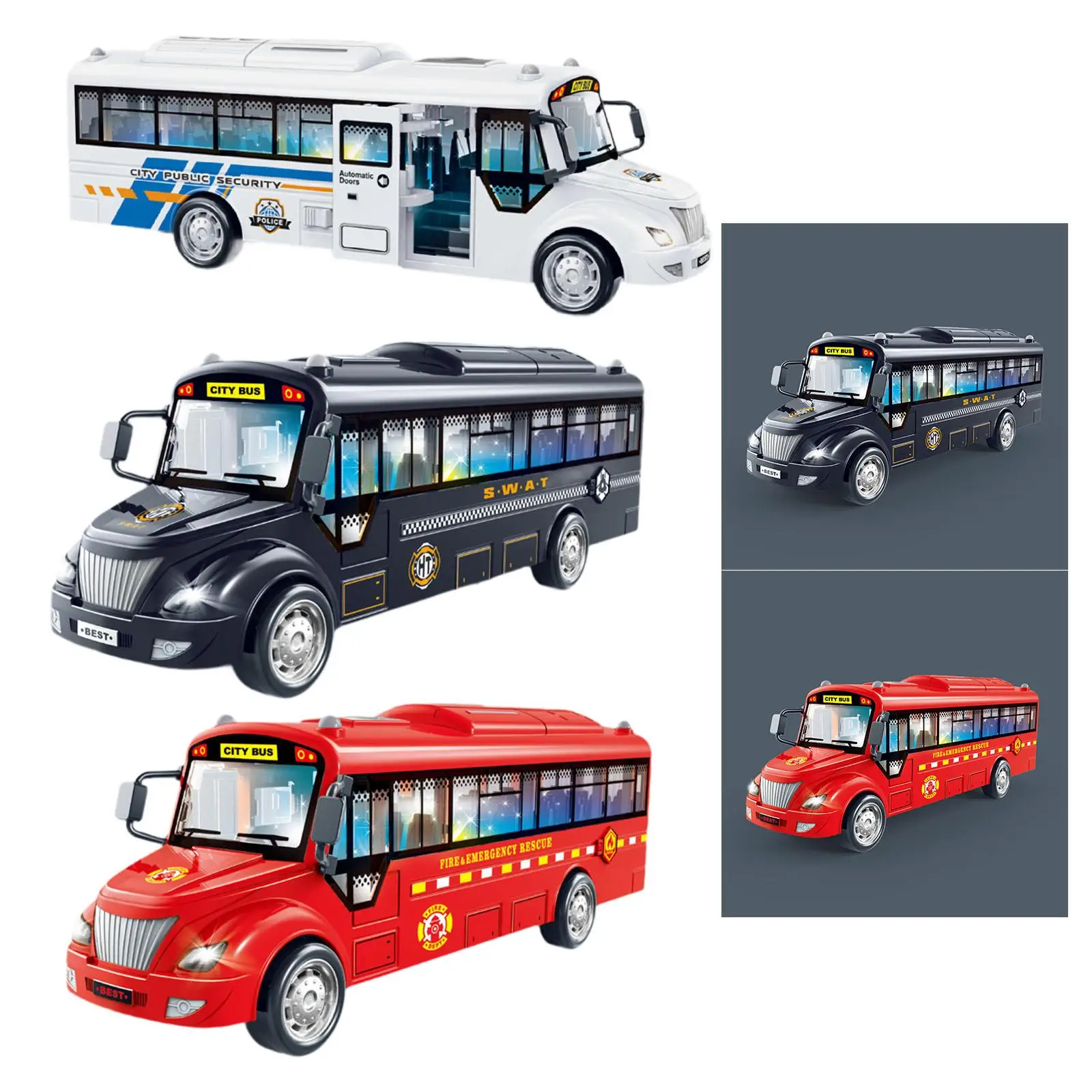 Autobús urbano de juguete con acabado realista