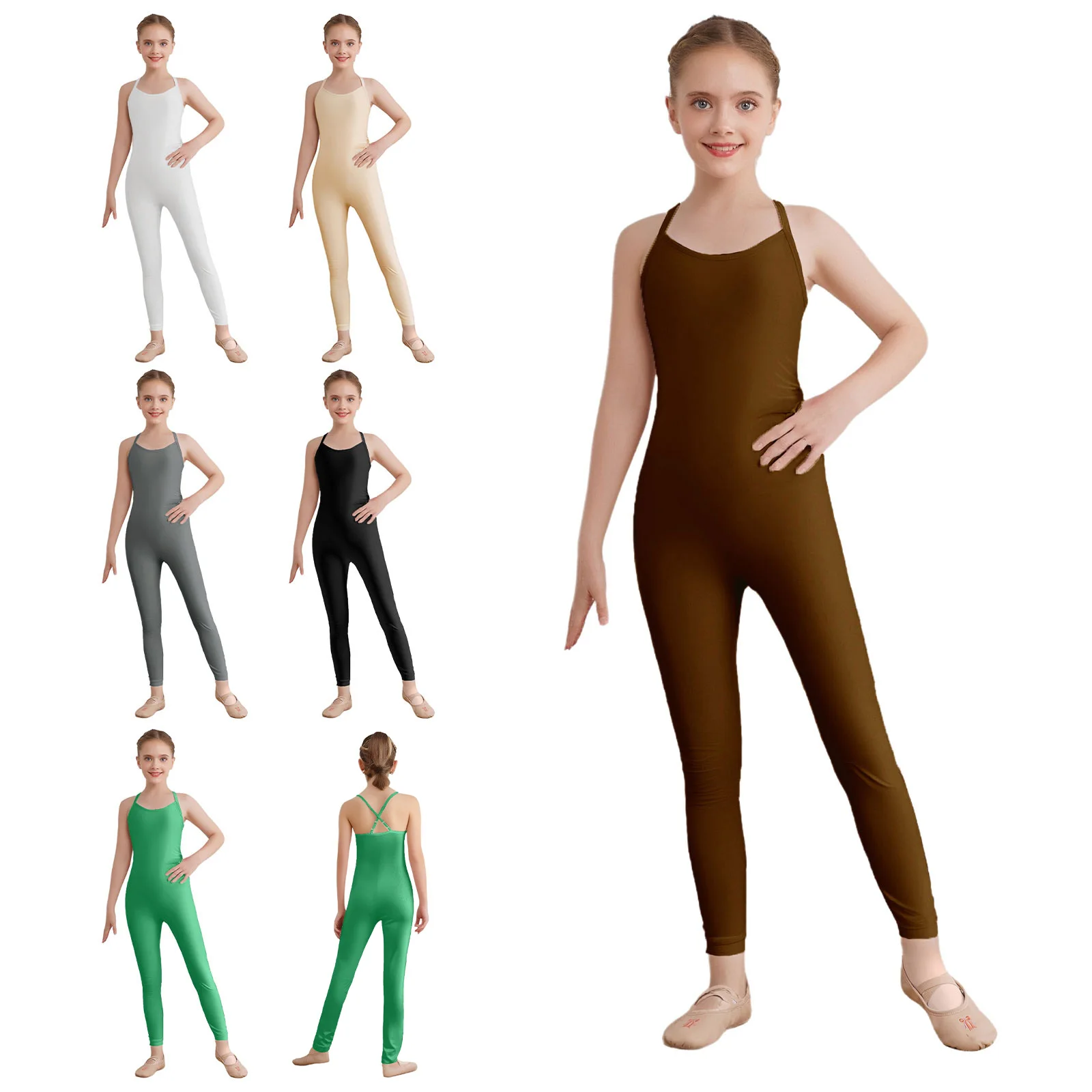 Leotardos de gimnasia para niñas con tirantes finos de ballet - imagen 5