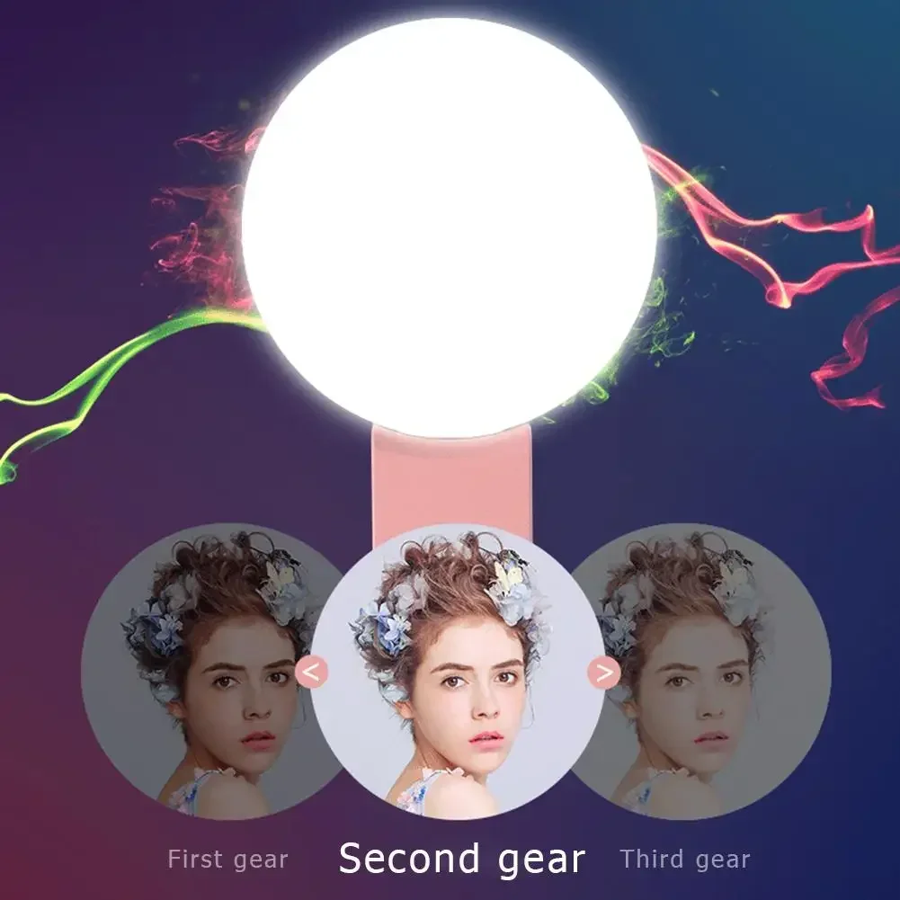 Mini anillo de luz LED portátil con clip para selfie y tres niveles - imagen 3