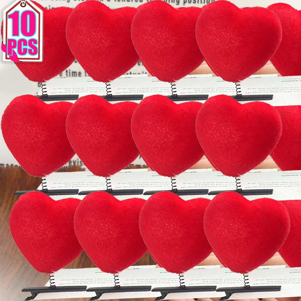 Pinza de pelo corazón rojo de felpa suave infantil - imagen 2