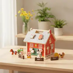 Rompecabezas de madera encajable multicolor Casa de Campo infantil