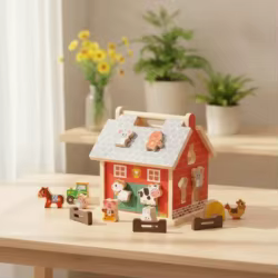 Rompecabezas de madera encajable multicolor Casa de Campo infantil