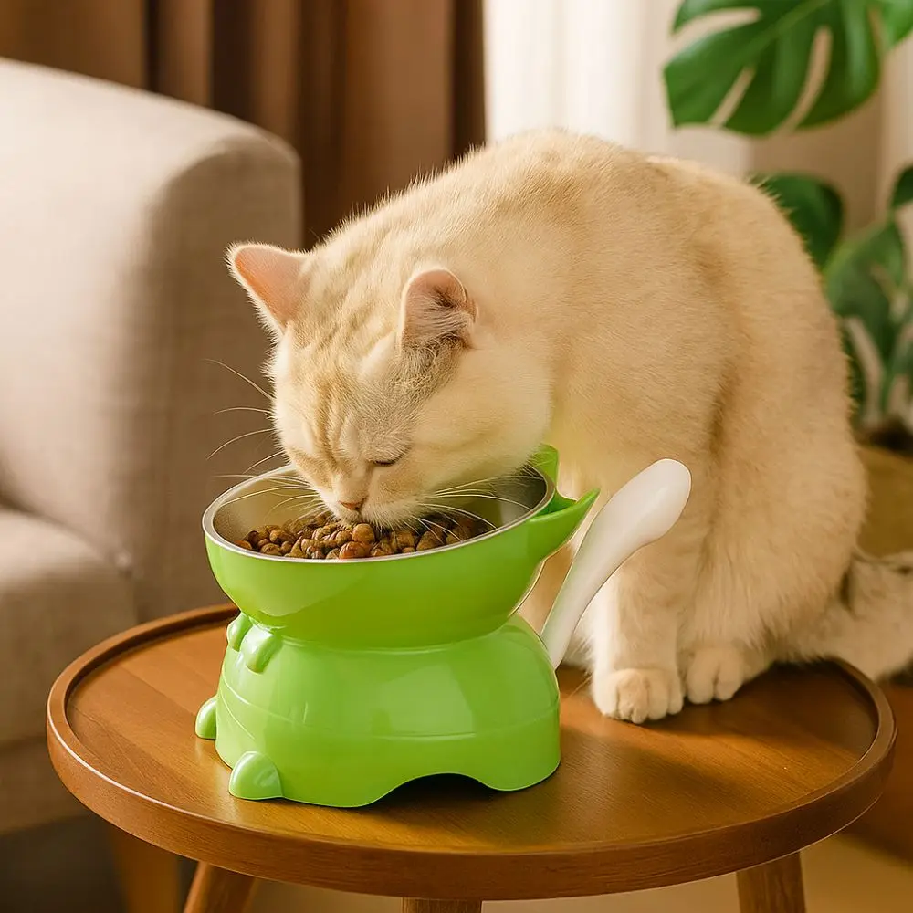 Comedero elevado para gatos antideslizante antiderrames base alta - imagen 3